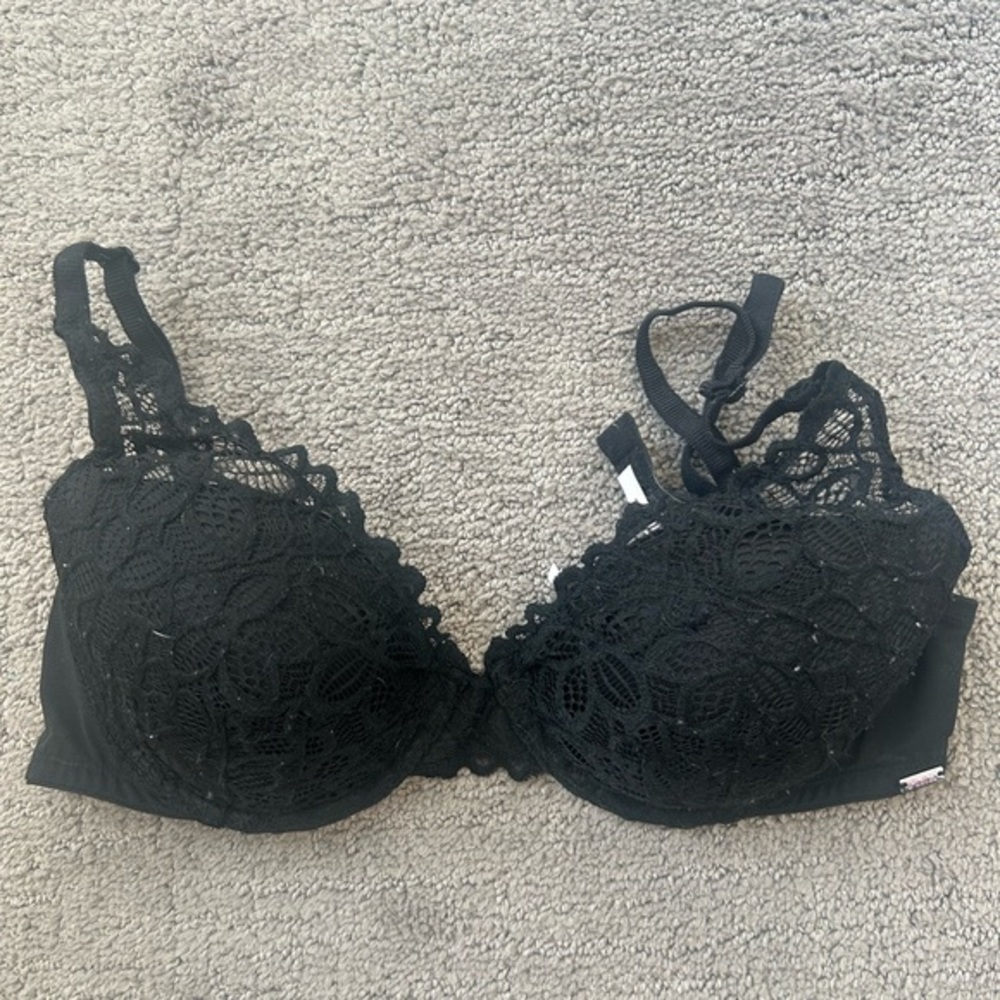 PINK Victoria's Secret Date Lightly Lined Black Lace Bra | 32DD